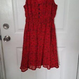 Sourpuss Red Caught in a Web Chiffon Dress